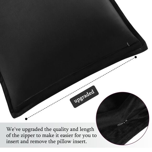 Velvet Throw Pillow Cover Cushion Cases for Sofa Bed 18"x18" Black - Picture 4 of 6